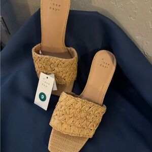 A New Day Women's Woven Tan Mules